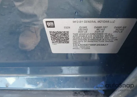 2024 Chevrolet Malibu Fwd 1Lt из США, поврежденный, VIN 1G1ZD5ST9RF203827